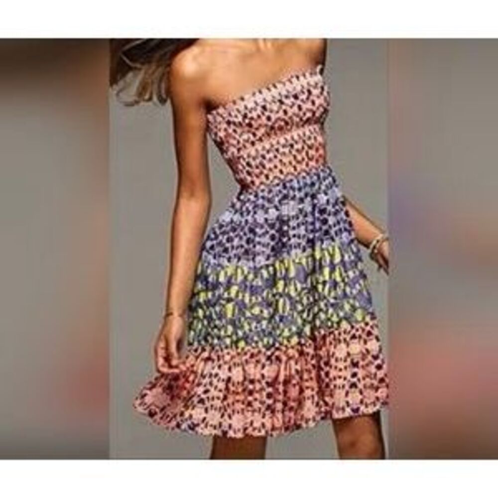 MODA International Strapless Multi Color Dress Sz Medium